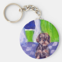 wirehaired dachsund senses smiling moon keychains