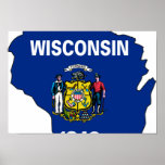 Wisconsin Flag Map Poster