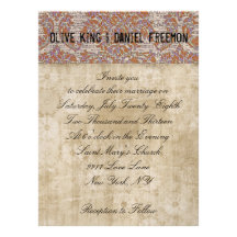 Wise Owl Floral White & Damask Wedding Invitation