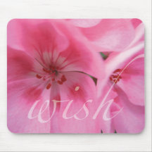 Wish Pink Geranium Flower Mouse Pad