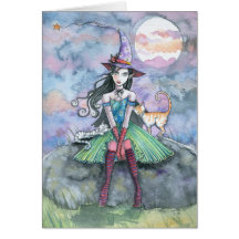 Witch Cat Halloween Card by Molly Harrison