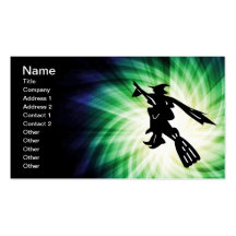 Witch on Broom Silhouette Business Card