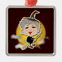Witch On Broomstick Christmas Ornament