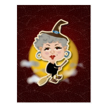 Witch On Broomstick Post Cards