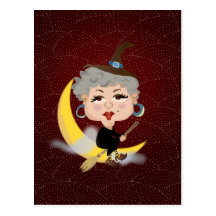 Witch On Broomstick Postcard