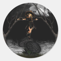 Witch on Toad Stool Stickers