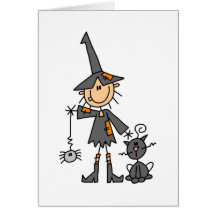 Witch with Black Cat Card