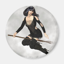 Witch with Broom  Magnet