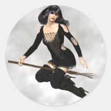 Witch with Broom  Stickers