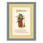 Witch with cat and broom postcard