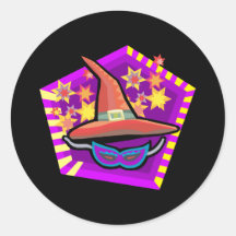 Witches costume round sticker