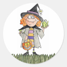 Witches trick or treating stickers