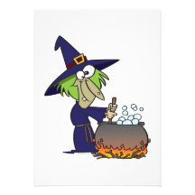 witchs brew halloween cartoon custom invitations