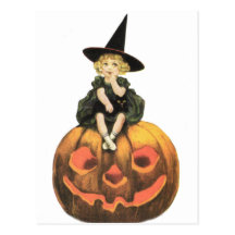 Witchy Woman Vintage Halloween Postcard