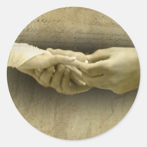 With this Ring, Romantic Vintage Wedding Love Round Sticker
