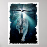 Wolf & Eagle Wildlife Art Poster