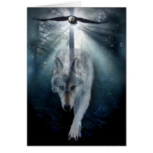Wolf & Eagle Wildlife Support Blank Greeting-card