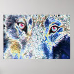 Wolf face colored print