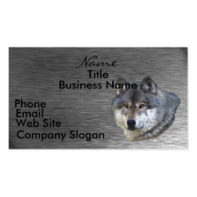 WOLF HEAD on Brushed Steel Business Card