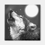 Wolf Howling at Moon Fridge Magnet