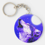 Wolf Howling at Moon Key Chains