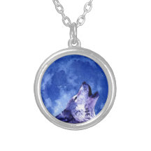 Wolf Howling at Moon Pendants