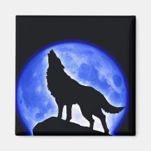 Wolf Howling at Moon Refrigerator Magnets