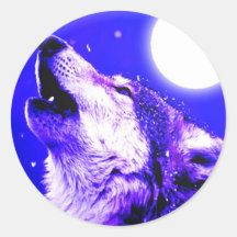 Wolf Howling at Moon Stickers