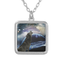 Wolf howling at the moon jewelry