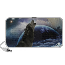 Wolf howling at the moon portable speaker