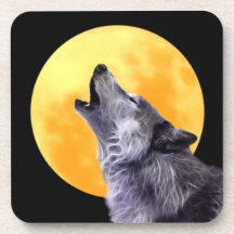 Wolf howls at the full moon drink coasters