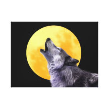 Wolf howls at the full moon gallery wrap canvas