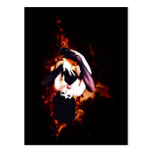 Woman fire hot flame romantic night postcard