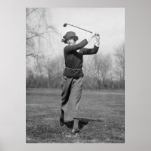 Woman Golfing: 1920s Print