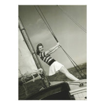 Woman Holding Rigging on Yacht Custom Invite