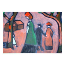 Woman in a green coat Invite