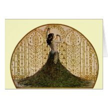 Woman in a Peacock Skirt Greeting Card