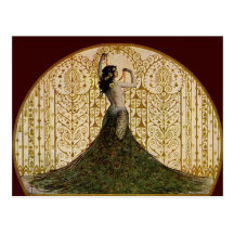 Woman in a Peacock Skirt Post Card