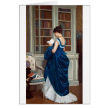 Woman in Blue, reading a Book Card