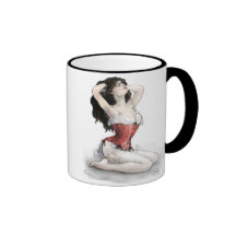 Woman in Red Corset Mugs