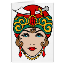 Woman in Turban Greeting Cards