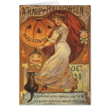 Woman & Jack O' Lantern Cards