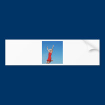 Woman Jumping bumper stickers
