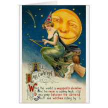 Woman on Broomstick All Halloween Card