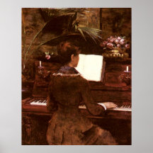 Woman Playing Piano Posters