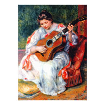 Woman Playing The Guitar by Renoir Personalized Invitation