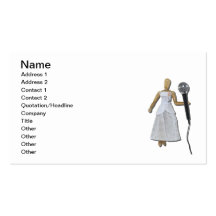 Woman Using Audio Microphone Business Card