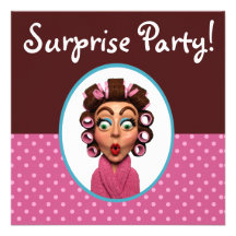 Woman Wearing Curlers Custom Invitation