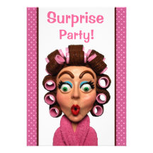 Woman Wearing Curlers Personalized Invite