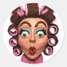 Woman Wearing Curlers Stickers